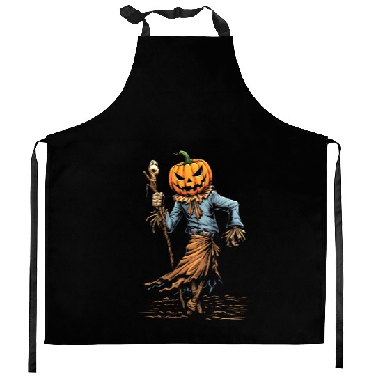 Spooky Halloween Scarecrow Kitchen Aprons