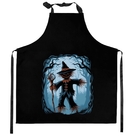 Spooky Halloween Scarecrow Kitchen Aprons