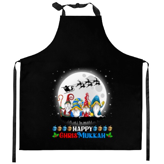 Happy Chrismukkah Gnomes Christmas Hanukkah Kitchen Aprons