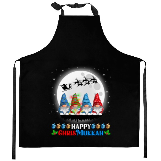 Happy Chrismukkah Gnomes Christmas Hanukkah Kitchen Aprons