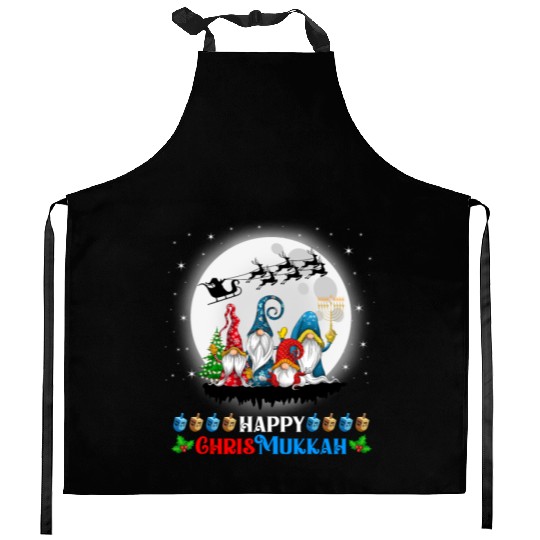 Happy Chrismukkah Gnomes Christmas Hanukkah Kitchen Aprons