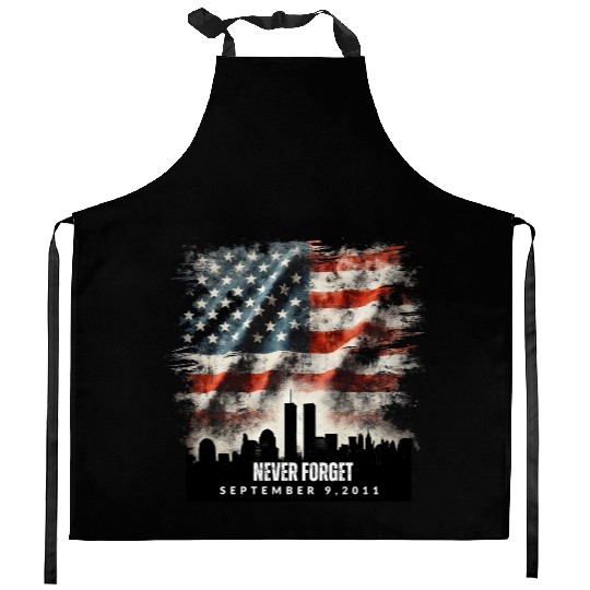 Never Forget September 11 2001 Memorial Day Flag Kitchen Aprons