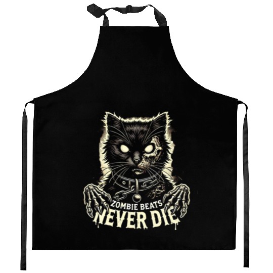 Horror Cat Zombie Never Die Skull Halloween Lover Kitchen Aprons