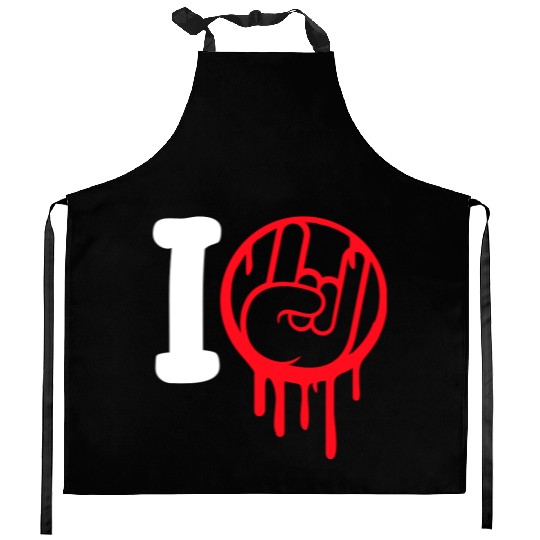 I Love Heavy Metal Hard Rock Music Graffiti Heart Kitchen Aprons