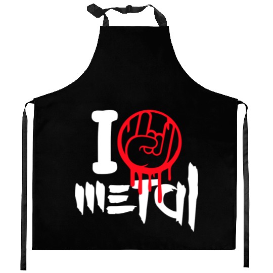 I Love Heavy Metal Hard Rock Music Graffiti Heart Kitchen Aprons