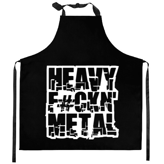 Heavy F#ckin' Metal Hard Rock Fun Music Text Quote Kitchen Aprons