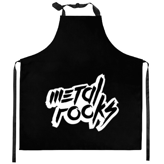 Heavy Metal Rocks Hard Rock Music Text Quote Logo Kitchen Aprons