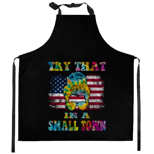 Try That In a Small Town US Flag Girl Kitchen Aprons