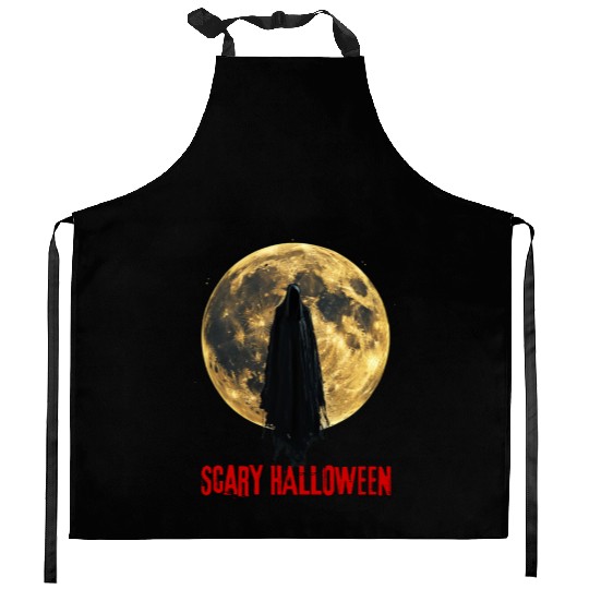 Scary Halloween Ghost Moon Night Funny Gifts Kitchen Aprons