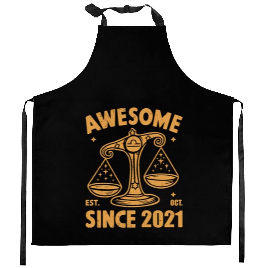 Awesome Since 2021 Libra Zodiac Birthday October Kitchen Aprons