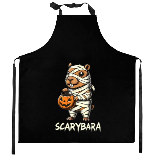 Cute Capybara Mummy Trick or Treat Halloween Kitchen Aprons