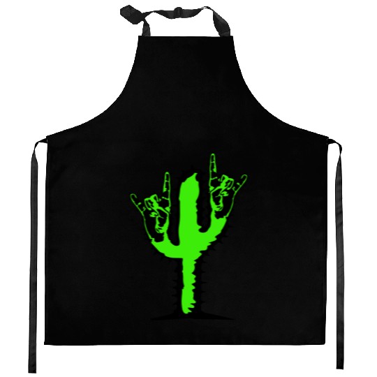 Cactus Plant Heavy Metal Hard Rock Hand Gesture Kitchen Aprons