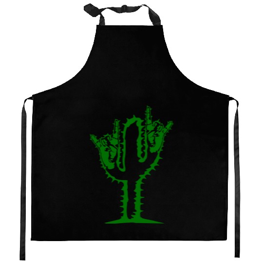 Cactus Plant Heavy Metal Hard Rock Hand Gesture Kitchen Aprons