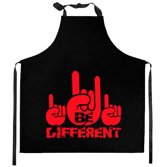 3 Be Different Heavy Metal Hard Rock Hand Gesture Kitchen Aprons