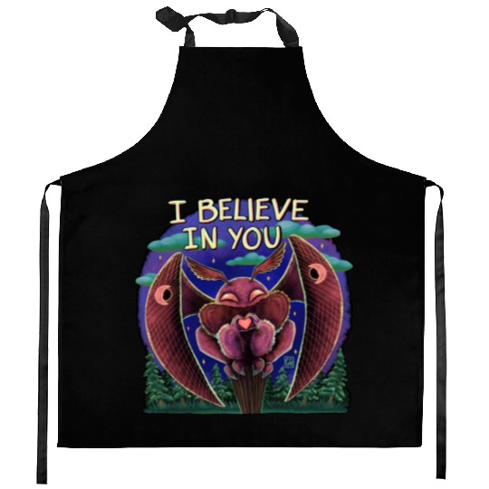 The Mothman Cryptid believe in you cute creature Kitchen Aprons