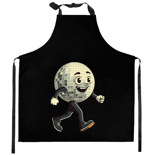 Disco Ball Walking - Retro Funk in Motion Kitchen Aprons