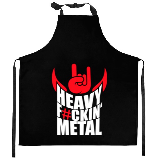 Heavy F#ckin' Metal Hard Rock Fun Music Text Quote Kitchen Aprons