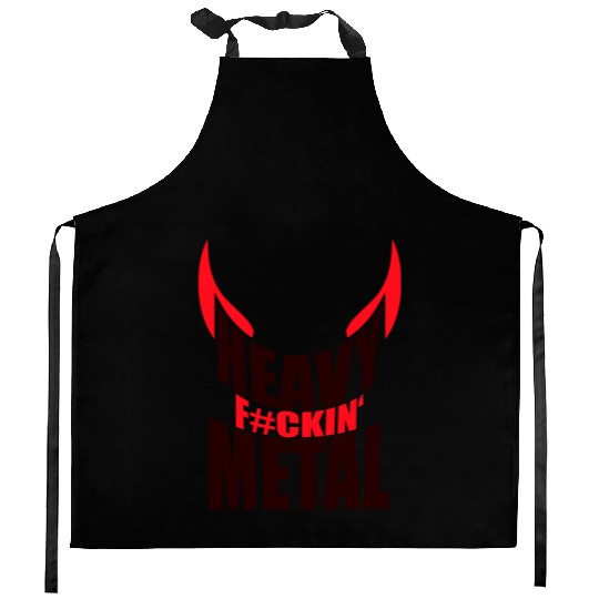 Heavy F#ckin' Metal Hard Rock Fun Music Text Quote Kitchen Aprons