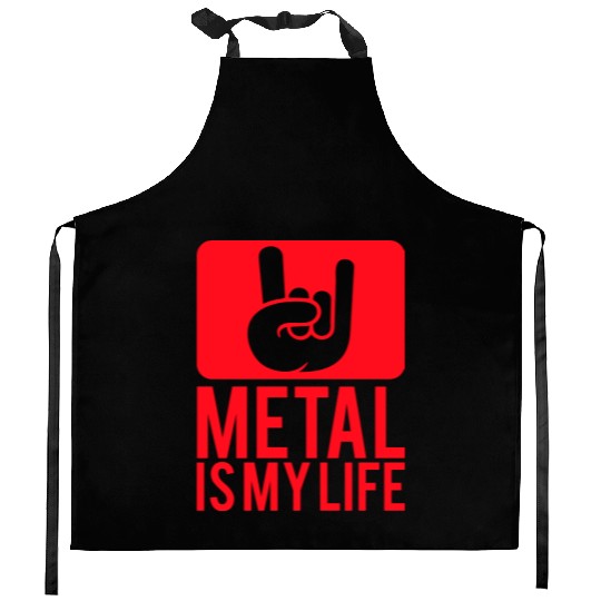 Heavy Metal Is My Life Hard Rock Music Text Quote Kitchen Aprons