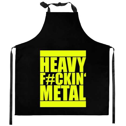 Heavy F#ckin' Metal Hard Rock Fun Music Text Quote Kitchen Aprons