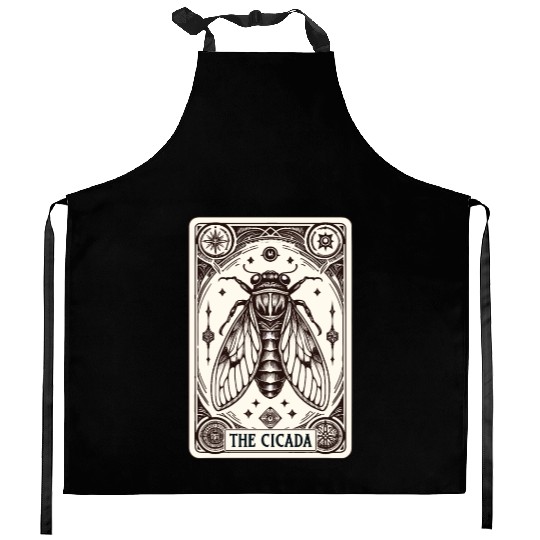 Cicada Tarot Card Brood Emergence Kitchen Aprons