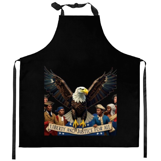 liberty and justice for all Kitchen Aprons