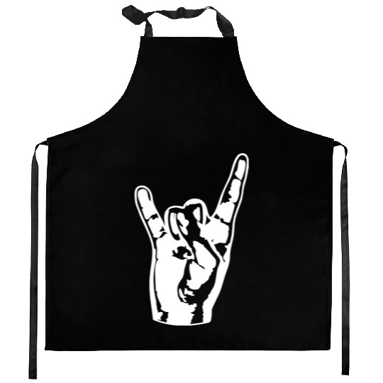 Heavy Metal Fun Hard Rock Music Horns Hand Gesture Kitchen Aprons