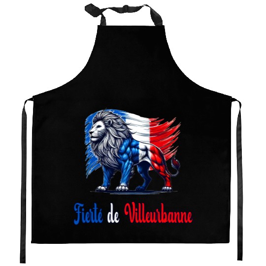 The pride of Villeurbanne flag design Kitchen Aprons