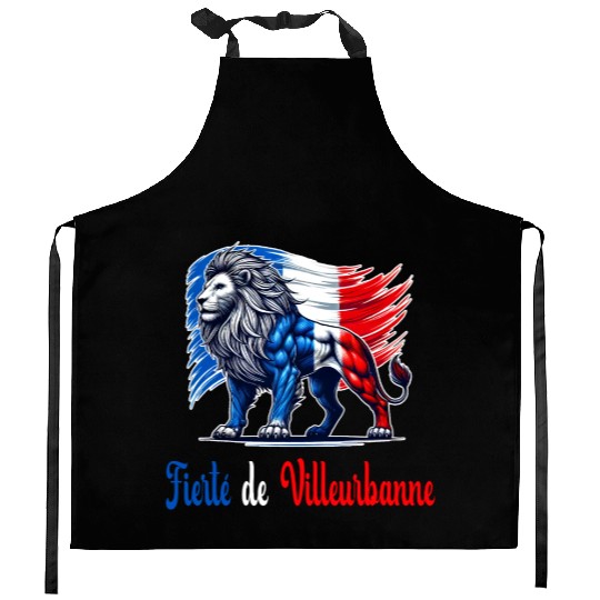The pride of Villeurbanne flag design Kitchen Aprons