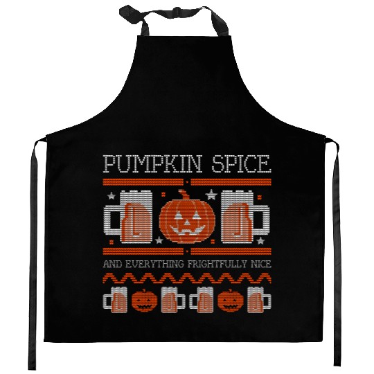 Pumpkin Spice Halloween Drink Kitchen Aprons