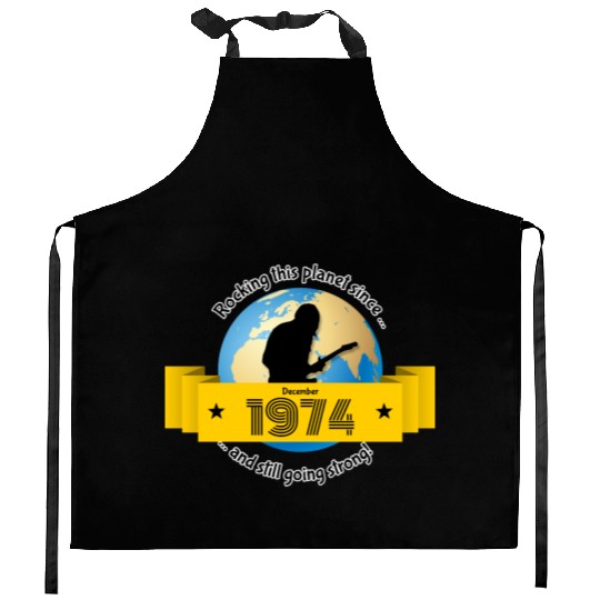 50th birthday Rocking this planet since 12/1974 Kitchen Aprons