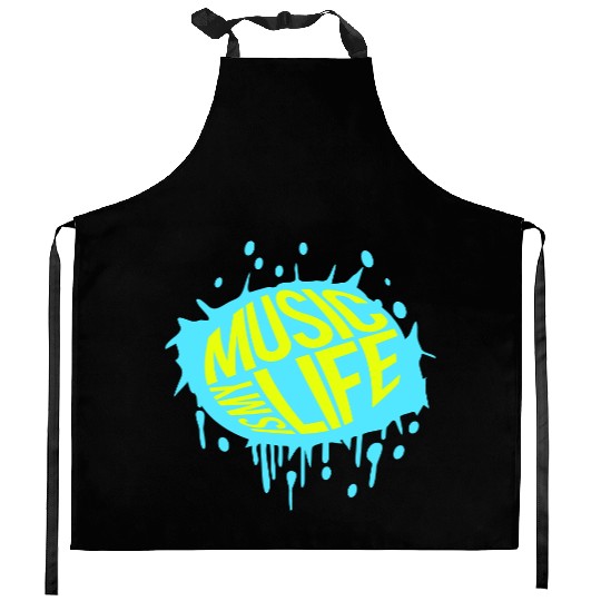 Music is my Life Love Saying Graffiti Spray Drops Kitchen Aprons