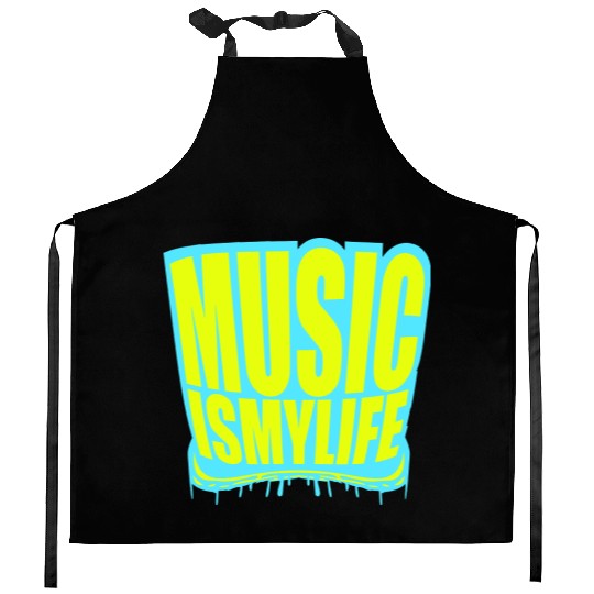 Music is my Life Love Saying Graffiti Spray Drops Kitchen Aprons