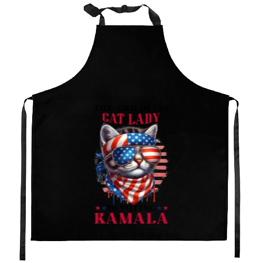 Childless Cat Lady Voting Kamala Harris Kitchen Aprons
