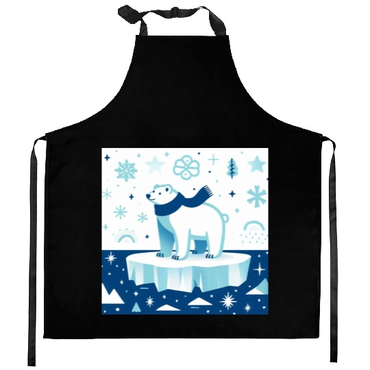 Polar Bear in Winter Wonderland Kitchen Aprons