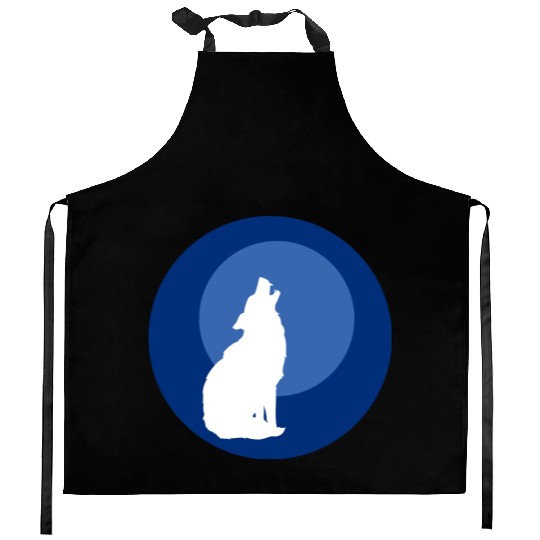 Wolf Moon Nature Vector Kitchen Aprons