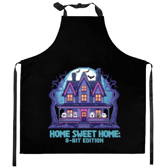8 Bit Haunted House 01 Kitchen Aprons