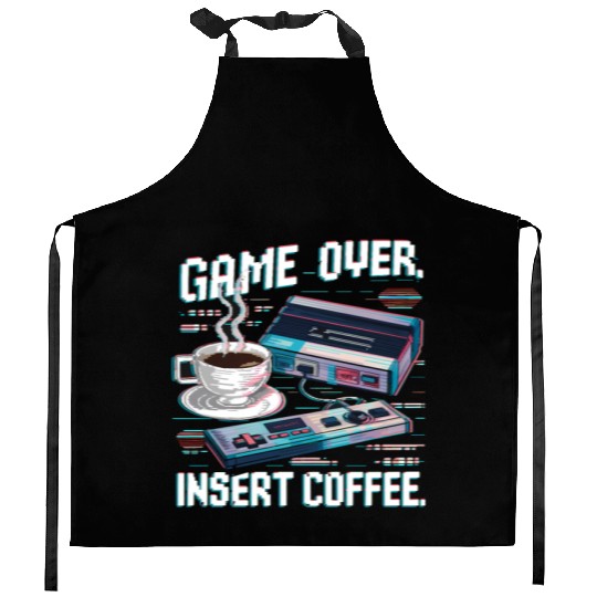 Game Over Insert Coffee 01 Kitchen Aprons