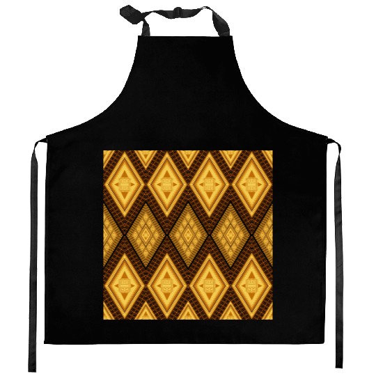 Ancient Gold Diamond Pattern, indigenous art Kitchen Aprons