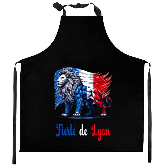 The pride of Lyon flag design Kitchen Aprons