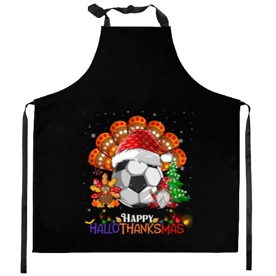 Soccer Turkey Gnome Happy Hallothanksmas Kitchen Aprons