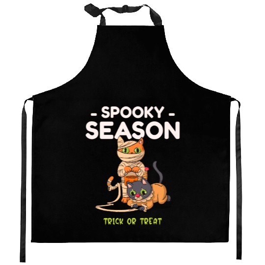 Spooky Seasons Trick or Treat Cat Mummy Kitchen Aprons