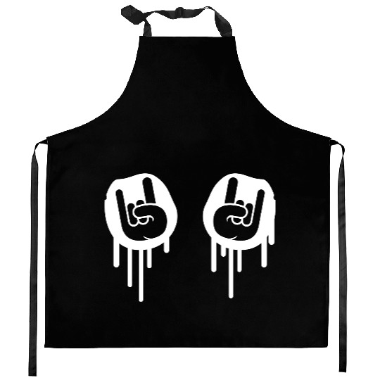 Heavy metal graffiti drop horn finger hand gesture Kitchen Aprons