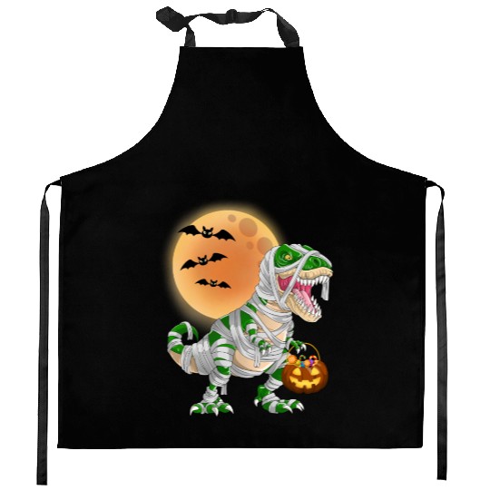 Halloween Dinosaur Mummy T rex Pumpkin Moon Kitchen Aprons