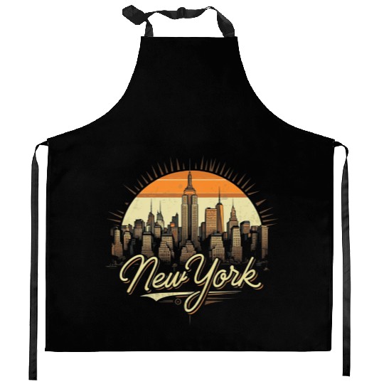 New York Skyline - Iconic Cityscape Beauty Kitchen Aprons