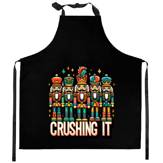 Crushin It: Nutcracker Christmas Apparel for Kitchen Aprons