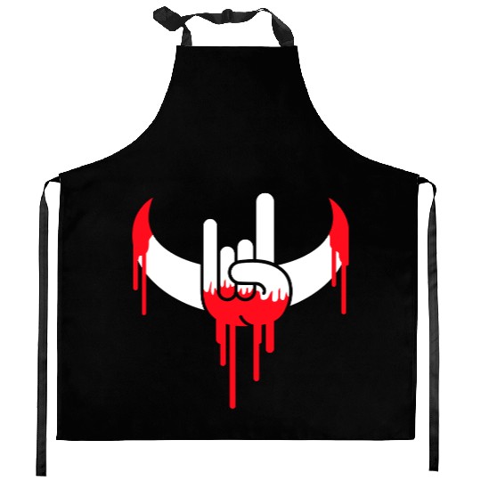 Heavy Metal Graffiti Drop Spray Horns Hand Gesture Kitchen Aprons