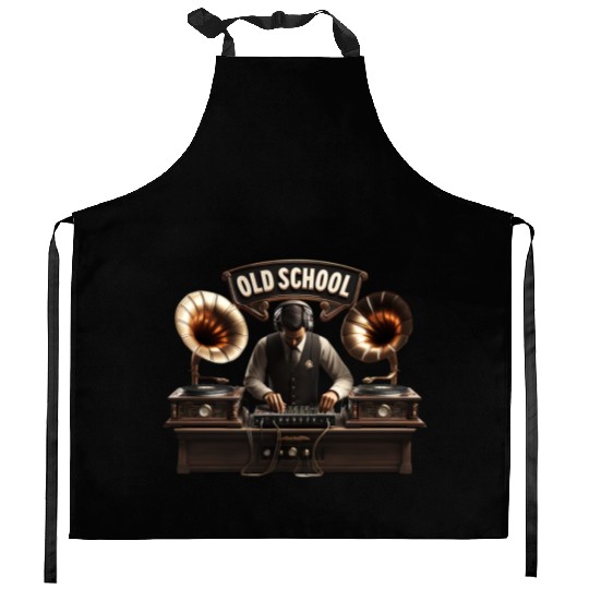 Old School DJ Retro Vibes Kitchen Aprons