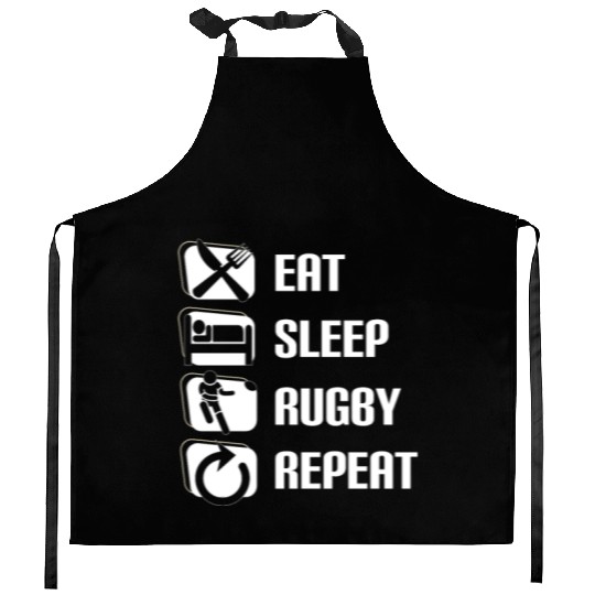 Eat Sleep Rugby Repeat Funny Rugby Player Kitchen Aprons