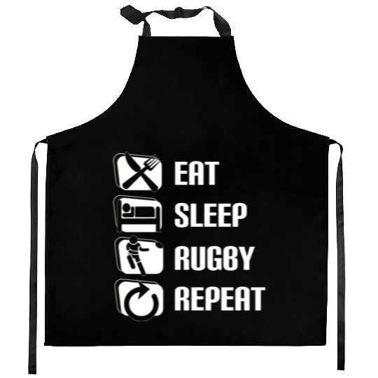 Eat Sleep Rugby Repeat Funny Rugby Player Kitchen Aprons